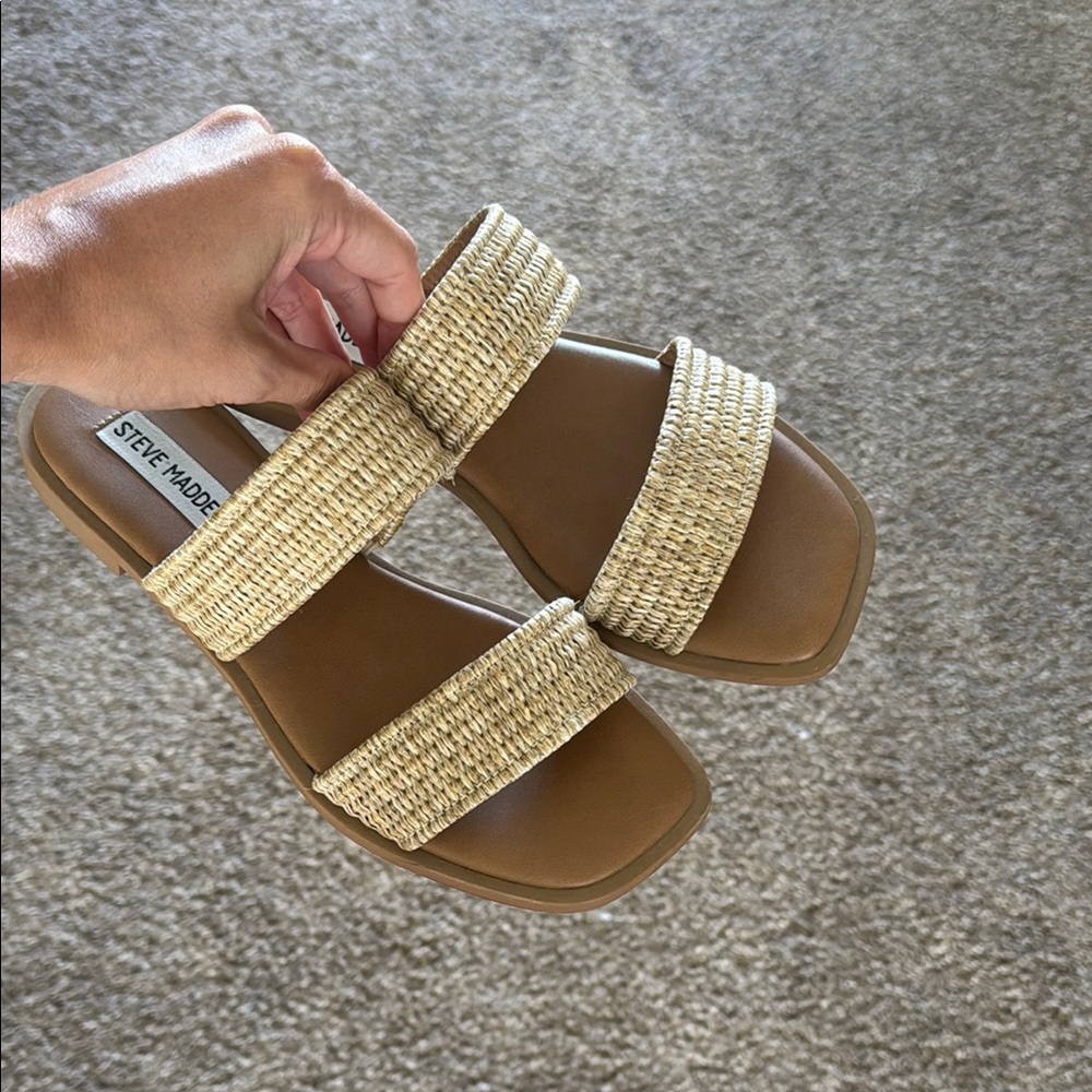 Steve Madden Beige Woven Sandals